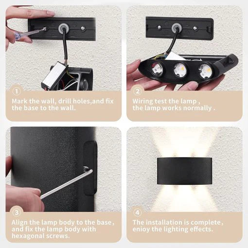 Outdoor Waterproof Up & Down 3+3 LED Wall Light