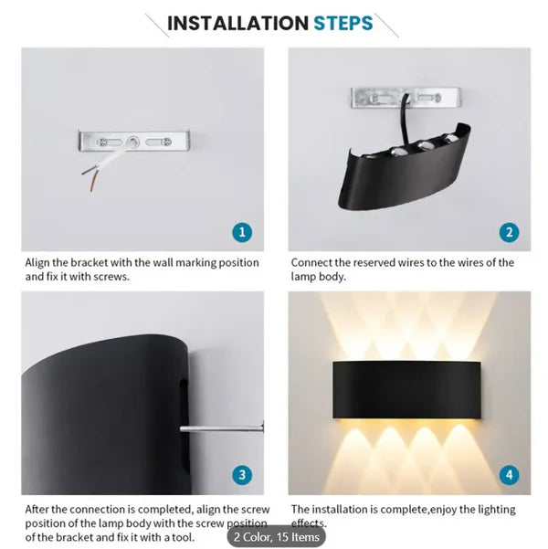 Outdoor Waterproof Up & Down 3+3 LED Wall Light