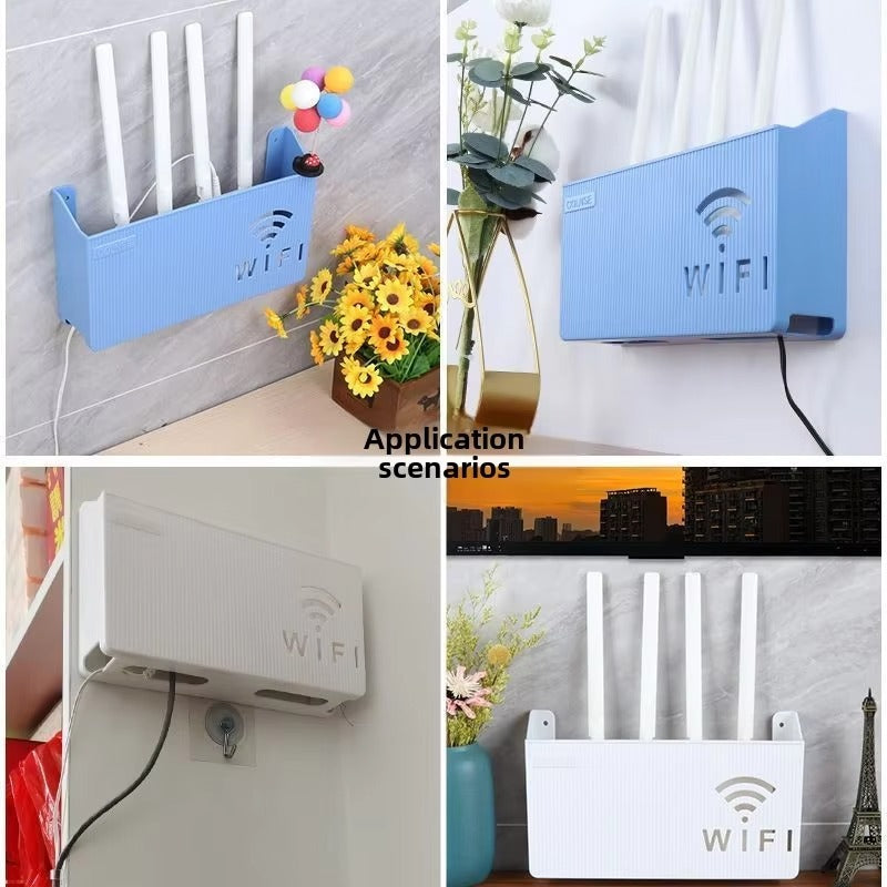 Wall-Mount WiFi Router &amp; Cable Organizer Box – ABS Plastic (Random Colors)