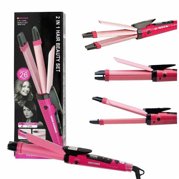 Nova 2-in-1 Hair Straightener & Curler – Model NH-2009, Quick Heat-Up Ceramic Plates for Smooth Straightening & Effortless Curls